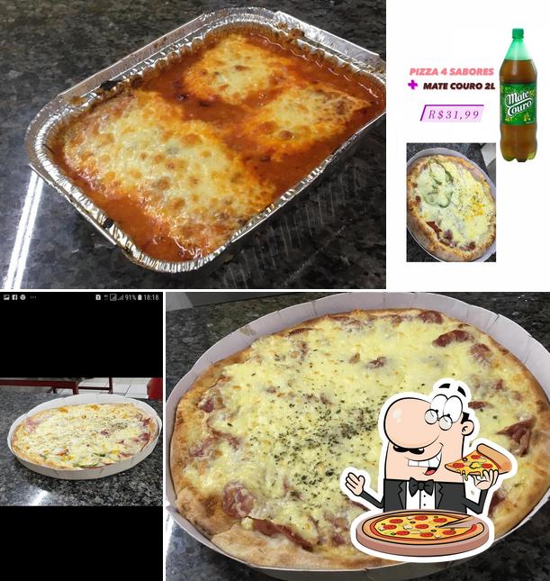 Escolha pizza no Pizzaria Moriá
