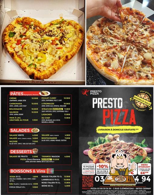 Prenez des pizzas à Presto Pizza Cernay