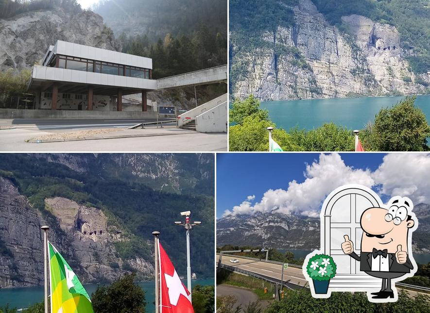 Goditi la vista dagli esterni di Raststätte Walensee Bergsboden Süd