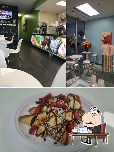 The picture of interior and food at La Michoacana Sweet Bliss LLC