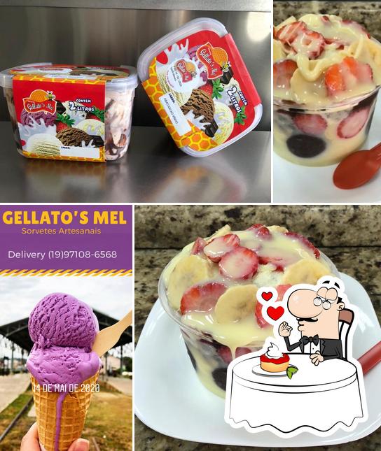 Sorveteria Gellato's Mel - Loja 1 - Bairro Santo Antonio serve uma gama de sobremesas