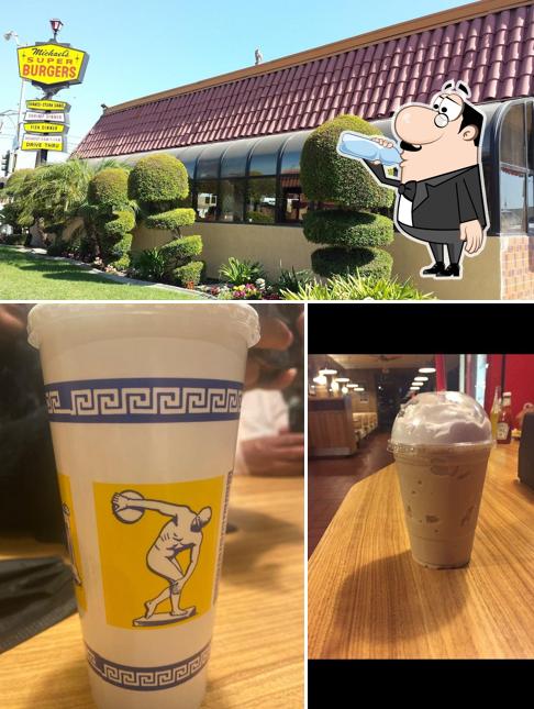 Among various things one can find drink and exterior at Michael's Super Burgers Irwindale