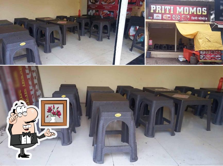 Check out the photo showing interior and exterior at priti momos