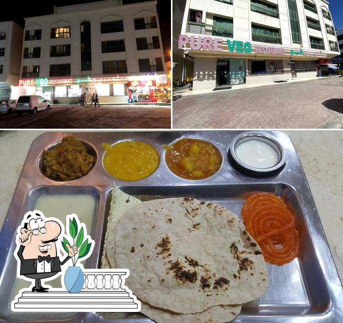 This is the picture displaying exterior and food at Pure Veg Restaurant