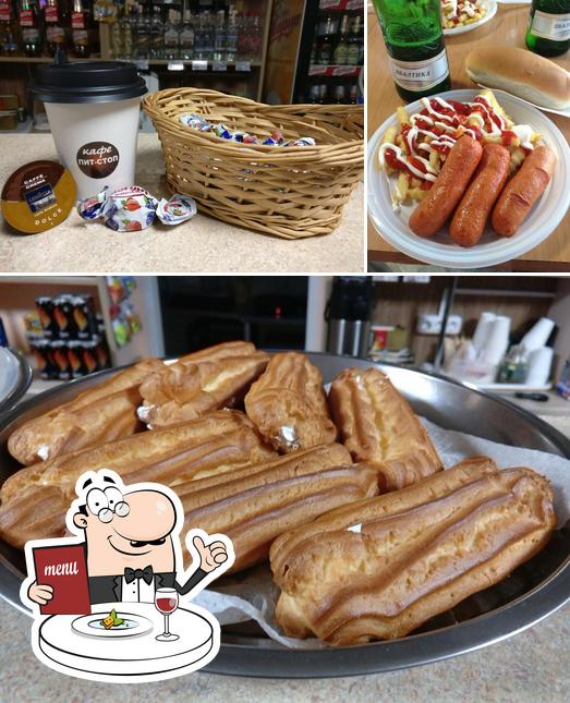 Это снимок, где изображены еда и напитки в Кафе-Бар Пит Стоп
