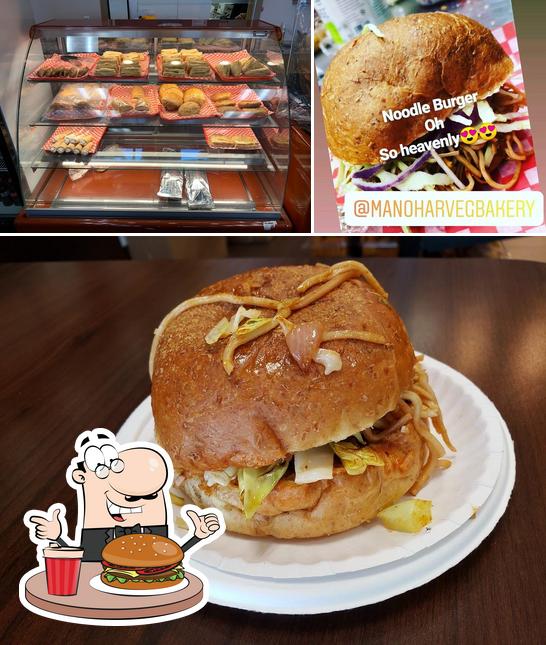 Get a burger at Manohar Vegetarian Bakery Toronto