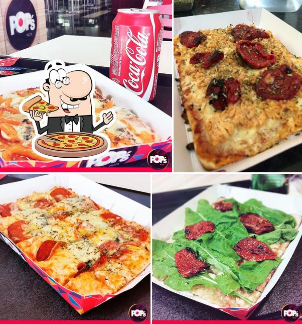 Escolha pizza no Pop's Pizza