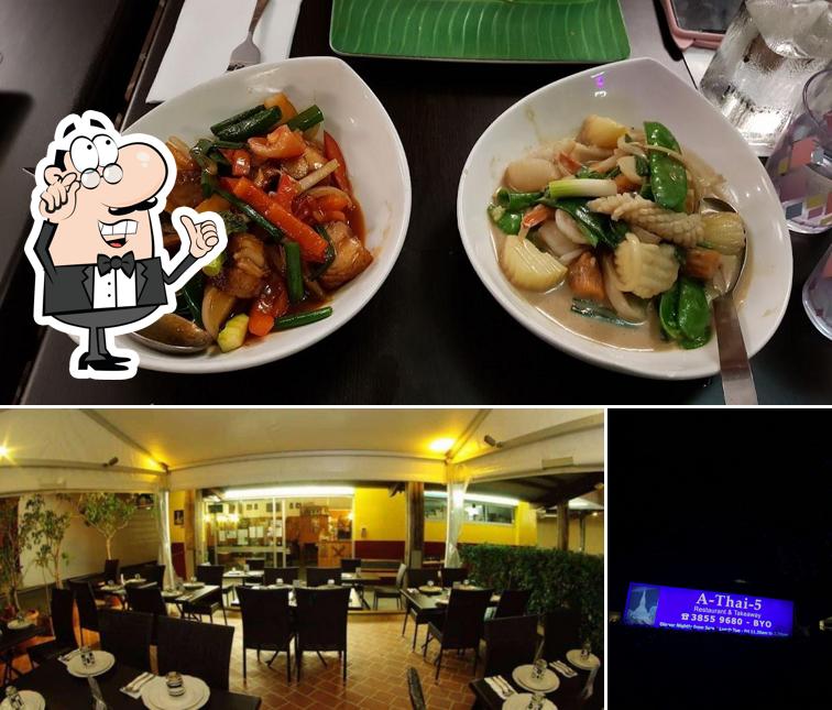 This is the photo showing interior and food at A-Thai-5