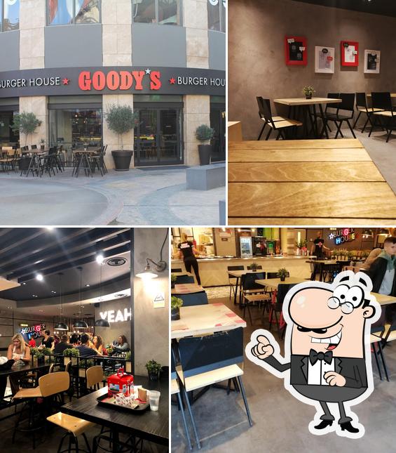 Take a seat at one of the tables at Goody's Burger House