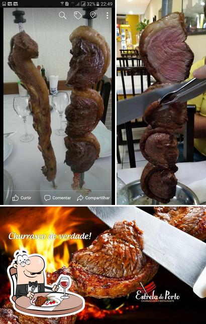 Experimente pratos de carne no Churrascaria Porto Alegre - Estrela do Porto Espeto Corrido