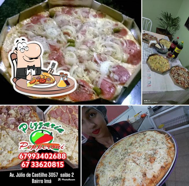 Escolha pizza no pizzaria peperoni Jardim Imá