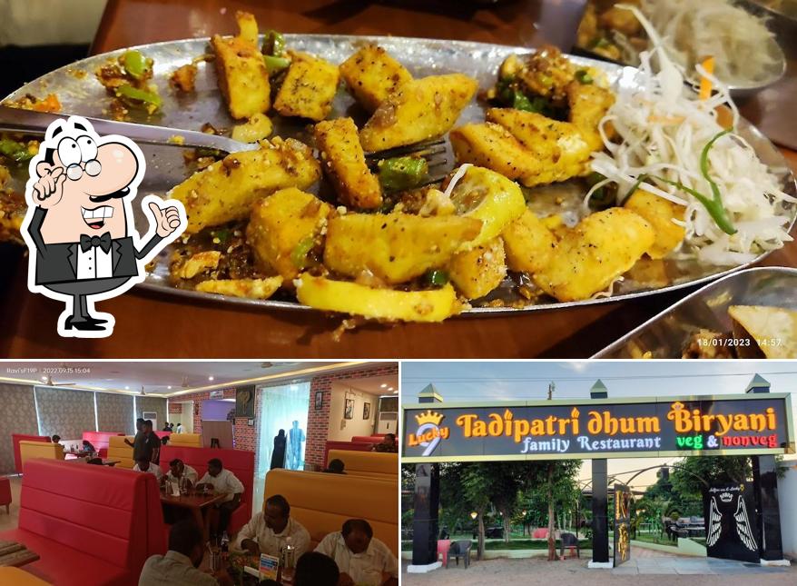 The image of interior and food at Lucky9 Tadipatri Dhum Biryani family Restaurant