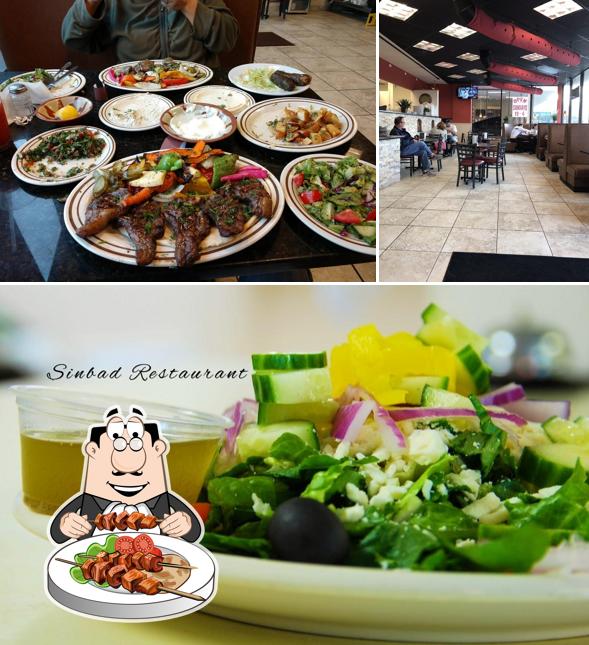 Mira las imágenes donde puedes ver comida y interior en Sinbad Mediterranean Grill
