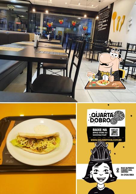 Esta é a ilustração apresentando comida e interior no Oca de Savóia - Caxias do Sul