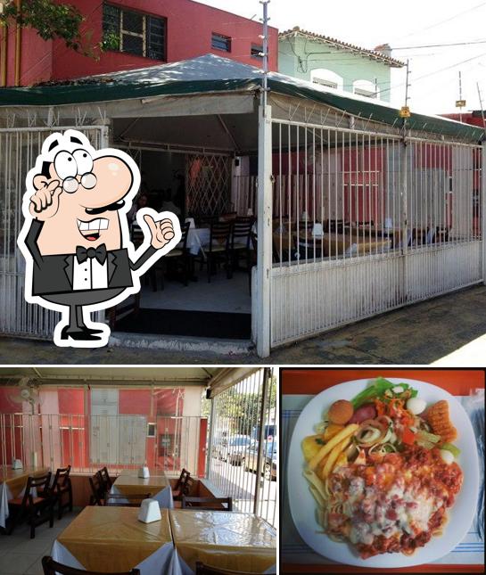 A ilustração a Restaurante Grão de Mostarda’s interior e comida