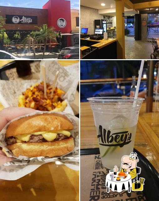 Confira a imagem apresentando comida e exterior no Albey´s Smash Burger