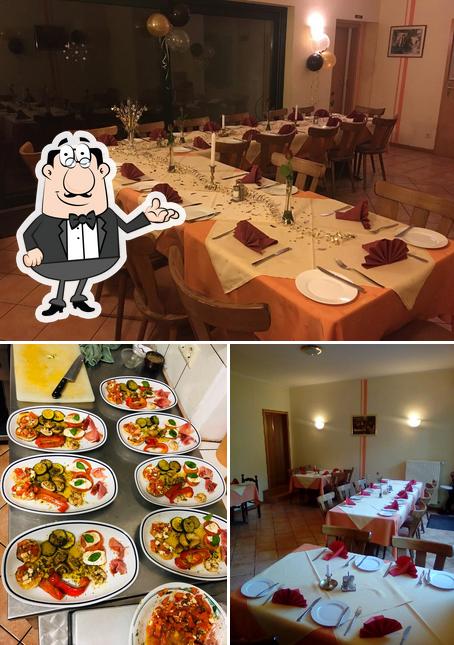 Among various things one can find interior and food at Ristorante Al-Cervo & Lieferservice