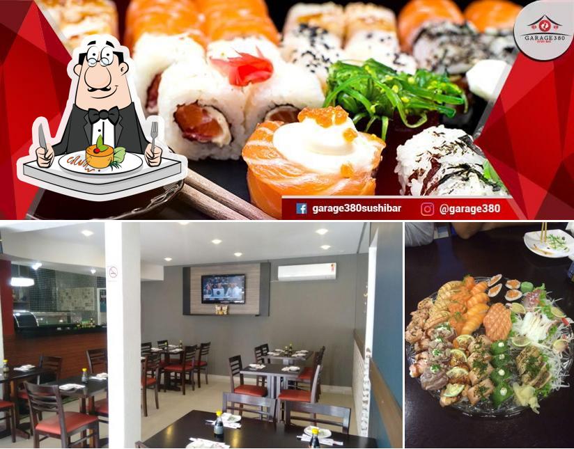 Entre diversos coisas, comida e interior podem ser encontrados no Garage380 SUSHI BAR