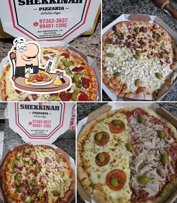 Escolha pizza no Shekkinah pizzaria