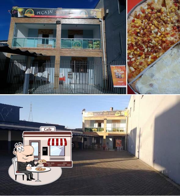 Esta é a ilustração mostrando exterior e pizza no Fabrica Das Pizzas Sitio Cercado/ Pinheirinho