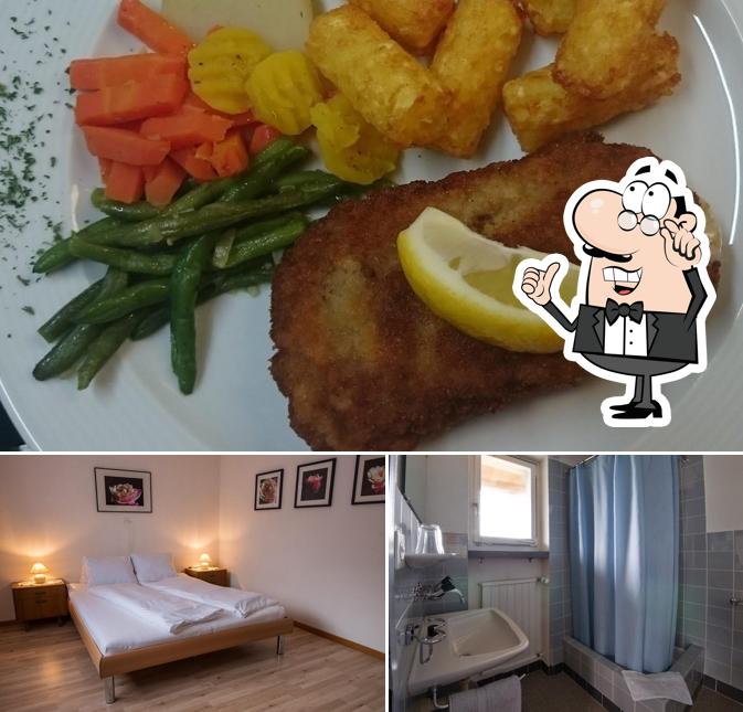 Questa è la foto che presenta la interni e cibo di Hotel - Restaurant Bergheim