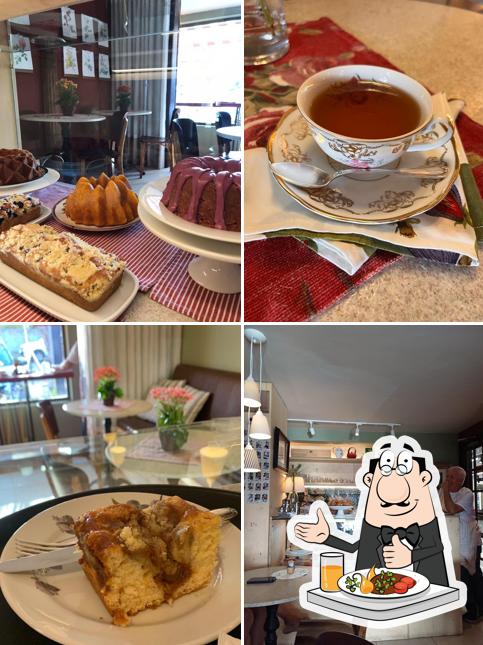A imagem da comida e interior a Caffe Rosa