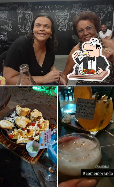 Confira a ilustração mostrando comida e bebida no Nosso Quintal - Grill & Beer