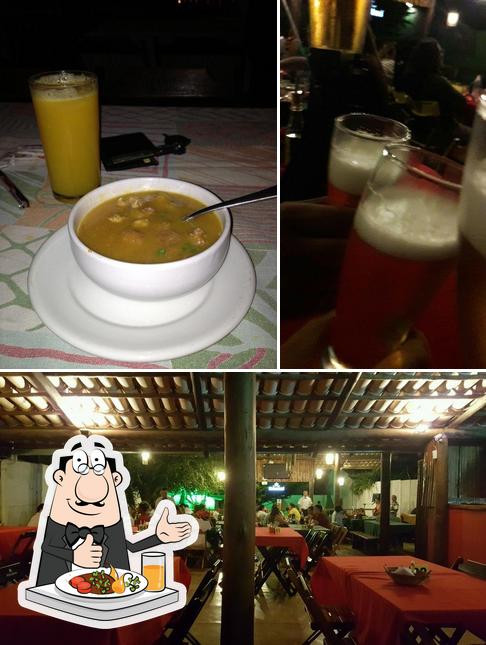 A ilustração da comida e cerveja no Restaurante Dom Ratao