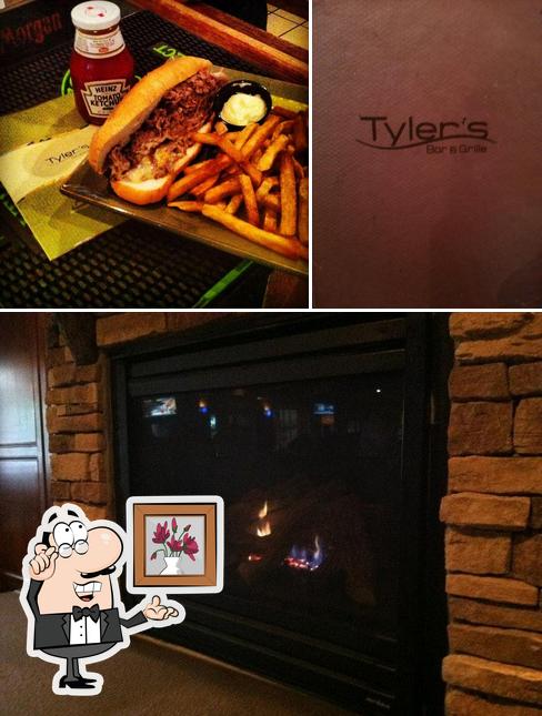 Take a look at the image displaying interior and burger at Tyler Fitzgerald