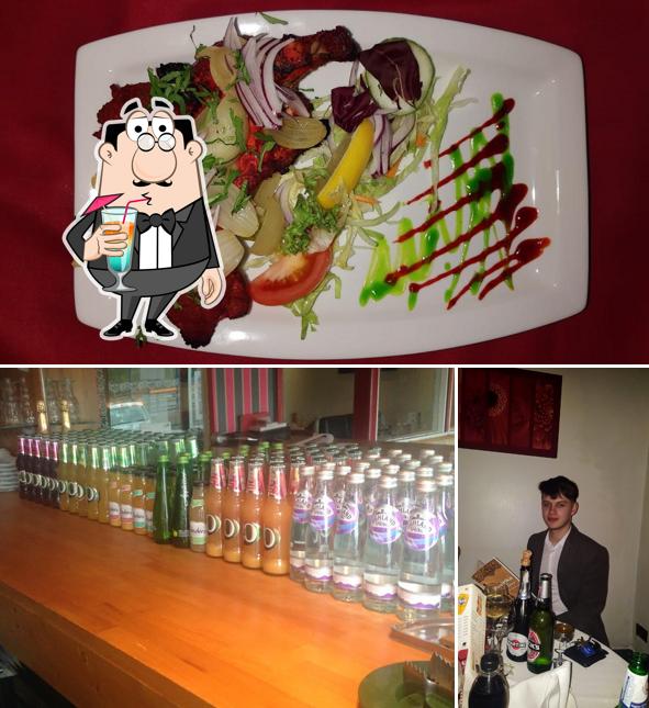 Снимок, на котором видны напитки и еда в Paprika Lounge Solihull - Indian Restaurant & Takeaway