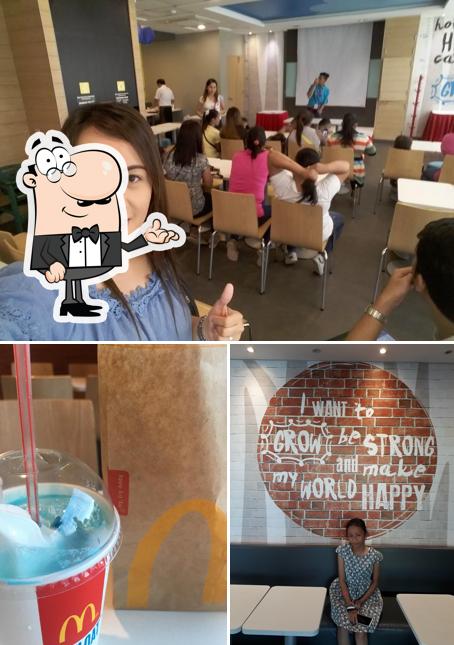 Check out the photo showing interior and beverage at McDonald's Talavera