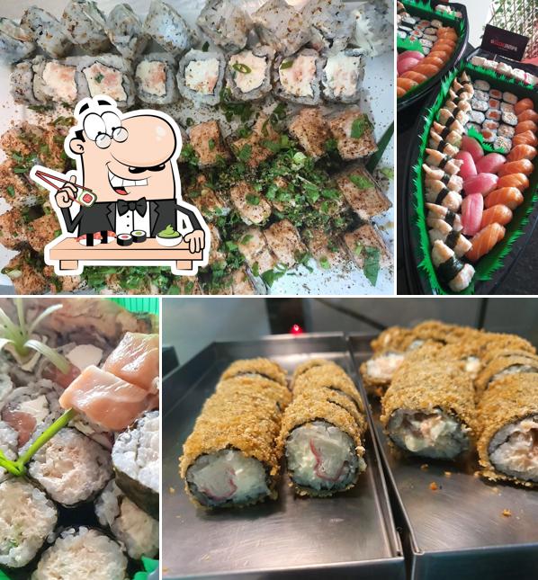 Rolos de sushi são disponibilizados no Sushi Jampa