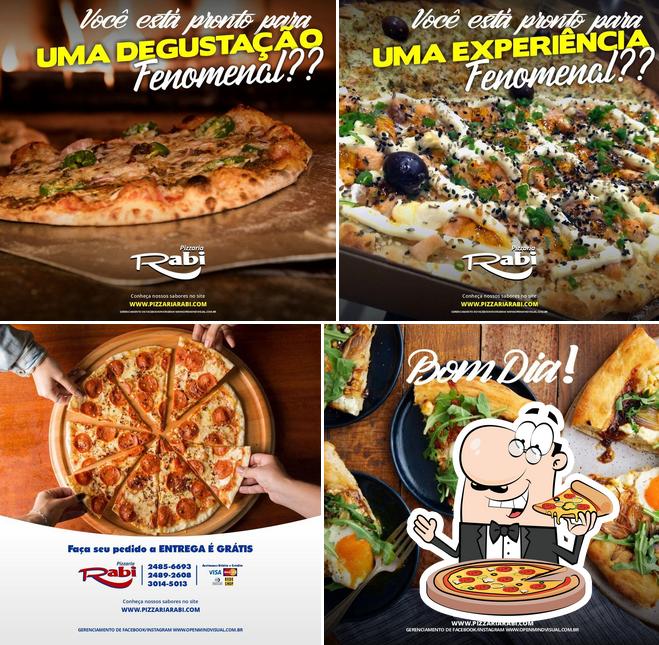 Escolha pizza no Pizzaria Rabi