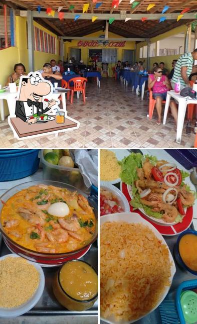 Это фотография, где изображены еда и внутреннее оформление в Bar E Restaurante Onda Azul