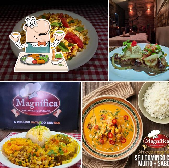 Comida em Pizzaria Magnifica