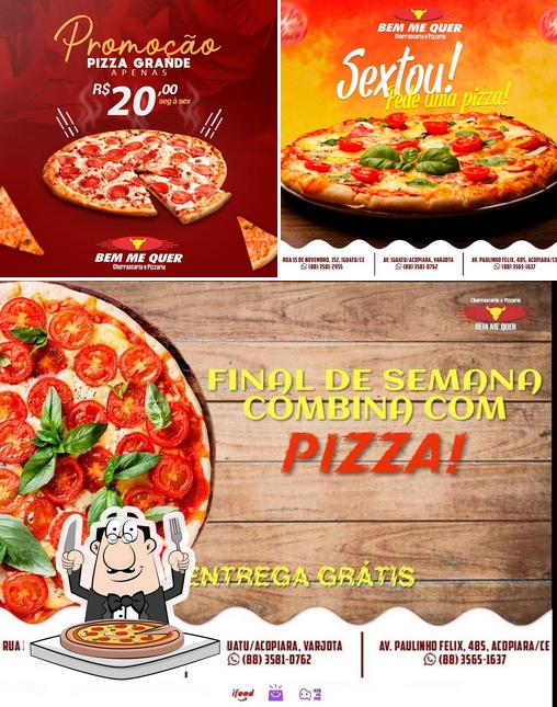 Escolha pizza no Churrascaria e Pizzaria Bem Me Quer