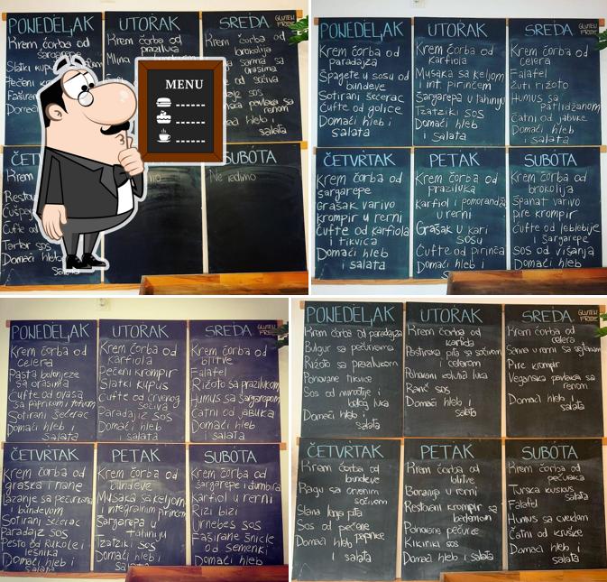 The blackboard menu lists available options