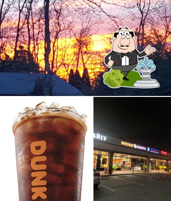 The photo of exterior and beverage at Dunkin'