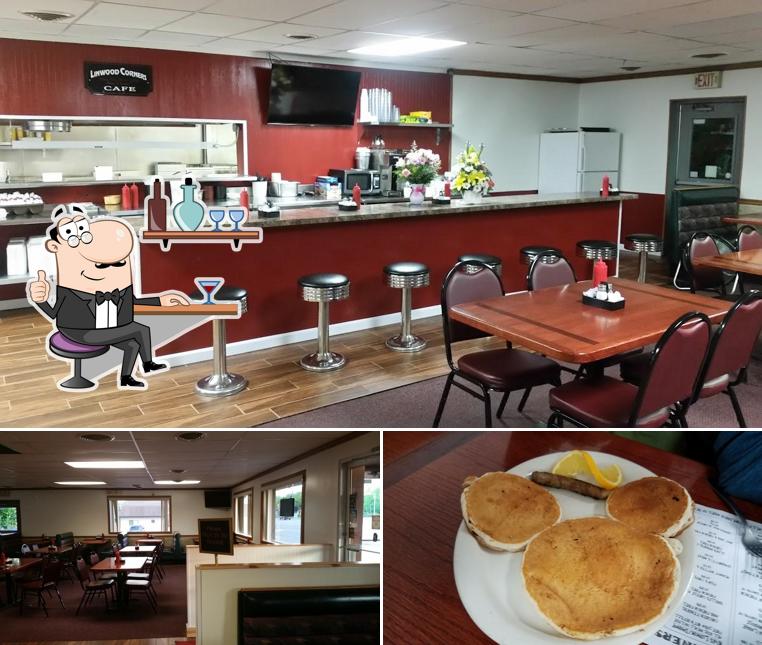 This is the picture showing interior and food at Linwood Corners Cafe