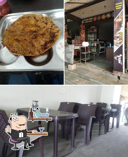 The image of Punjabi Dhaba’s interior and food