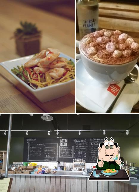 Check out the photo depicting food and blackboard at Postcode Coffee House