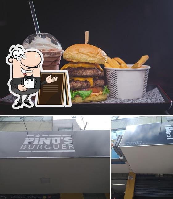 A ilustração do Pinu's Burguer’s exterior e bebida