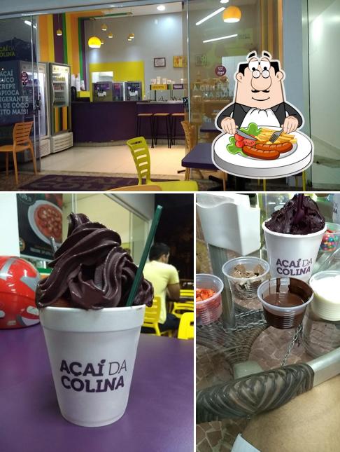 Confira a imagem mostrando comida e interior a Açaí da Colina