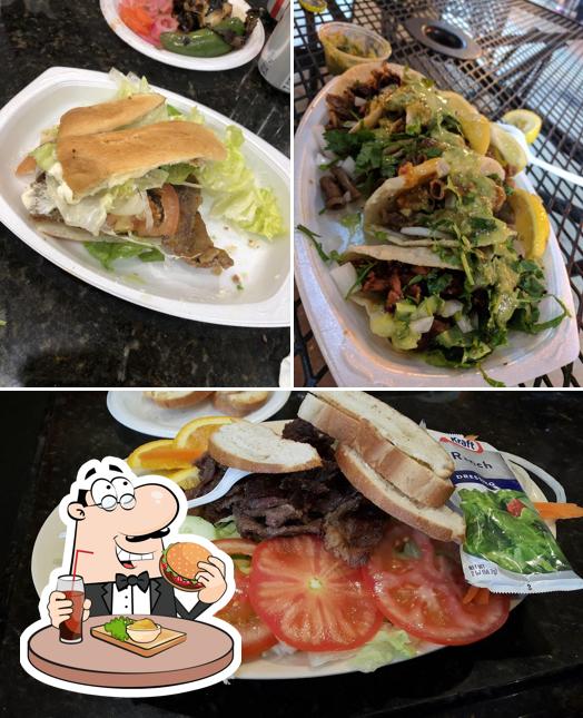 Try out a burger at Taqueria 2 Potrillos