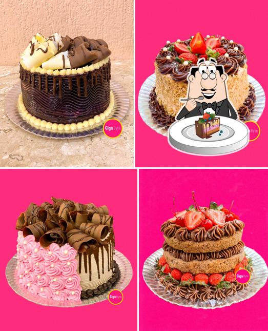 Bolo de chocolate em Giga Byte Confeitaria