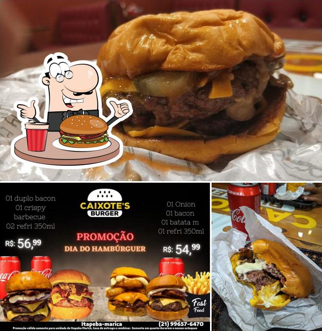 Experimente um hambúrguer no Caixote's Burger Itaipuaçu