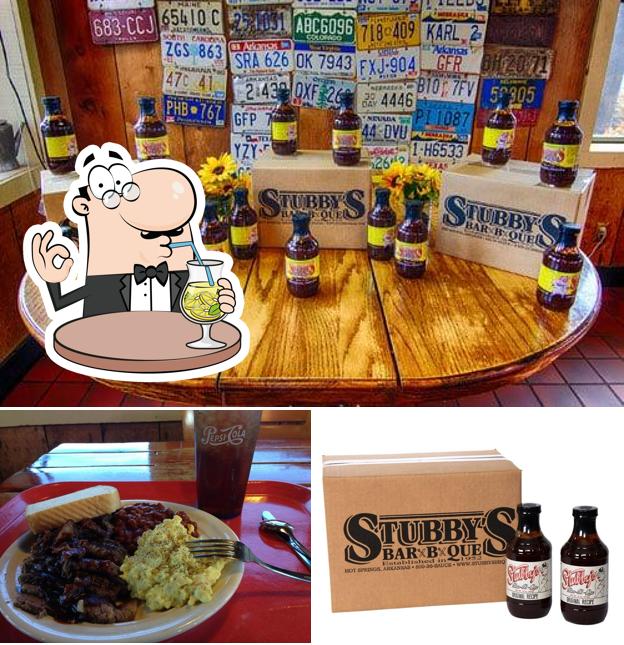 Check out the image depicting drink and meat at Stubby's BBQ
