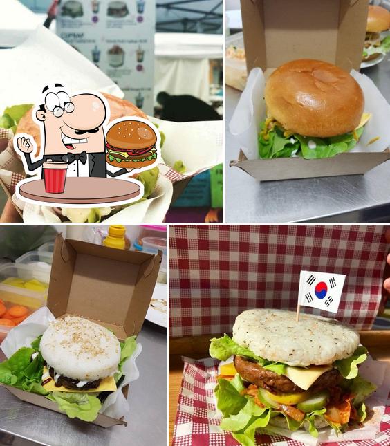 Try out a burger at Bubbleberry Frozen Yogurt and Bubble Tea