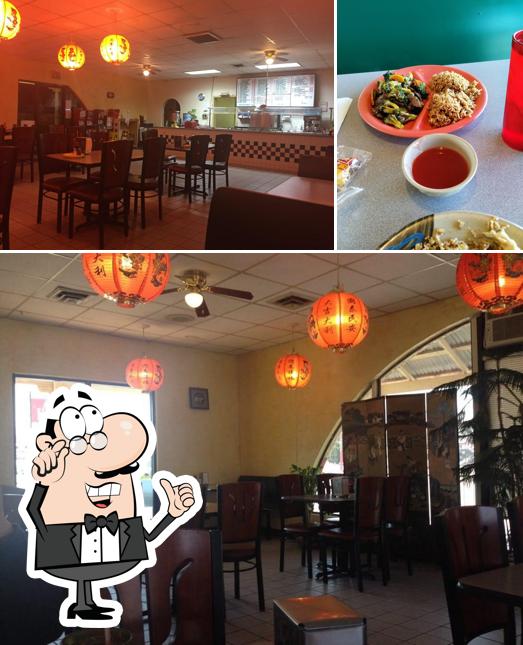 This is the picture displaying interior and food at Chinese Express