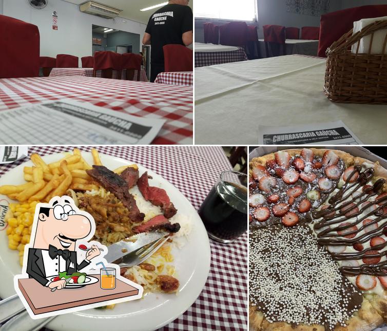 A comida e interior do restaurante